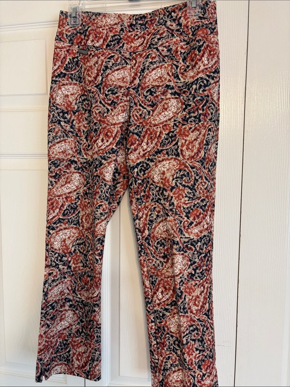 Women's Paisley Straight-Leg Pants in Rust & Navy